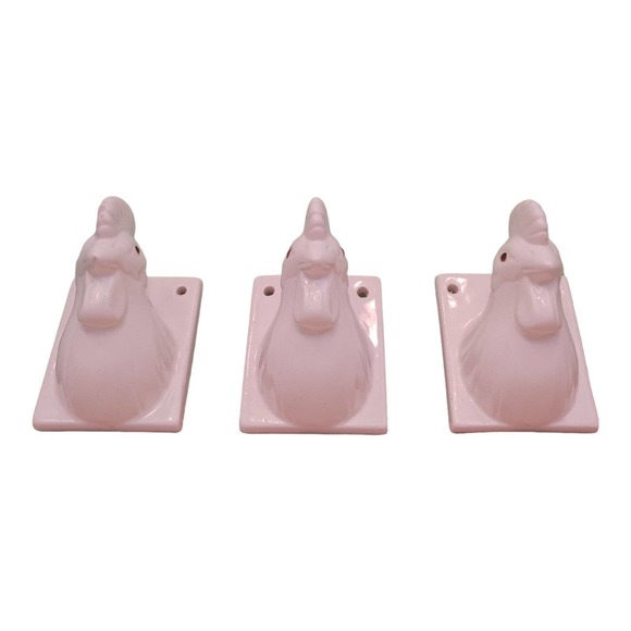 Vintage Ceramic Rooster Chicken Head Towel Apron Holder Wall Mount Farmhouse Set - Picture 4 of 16